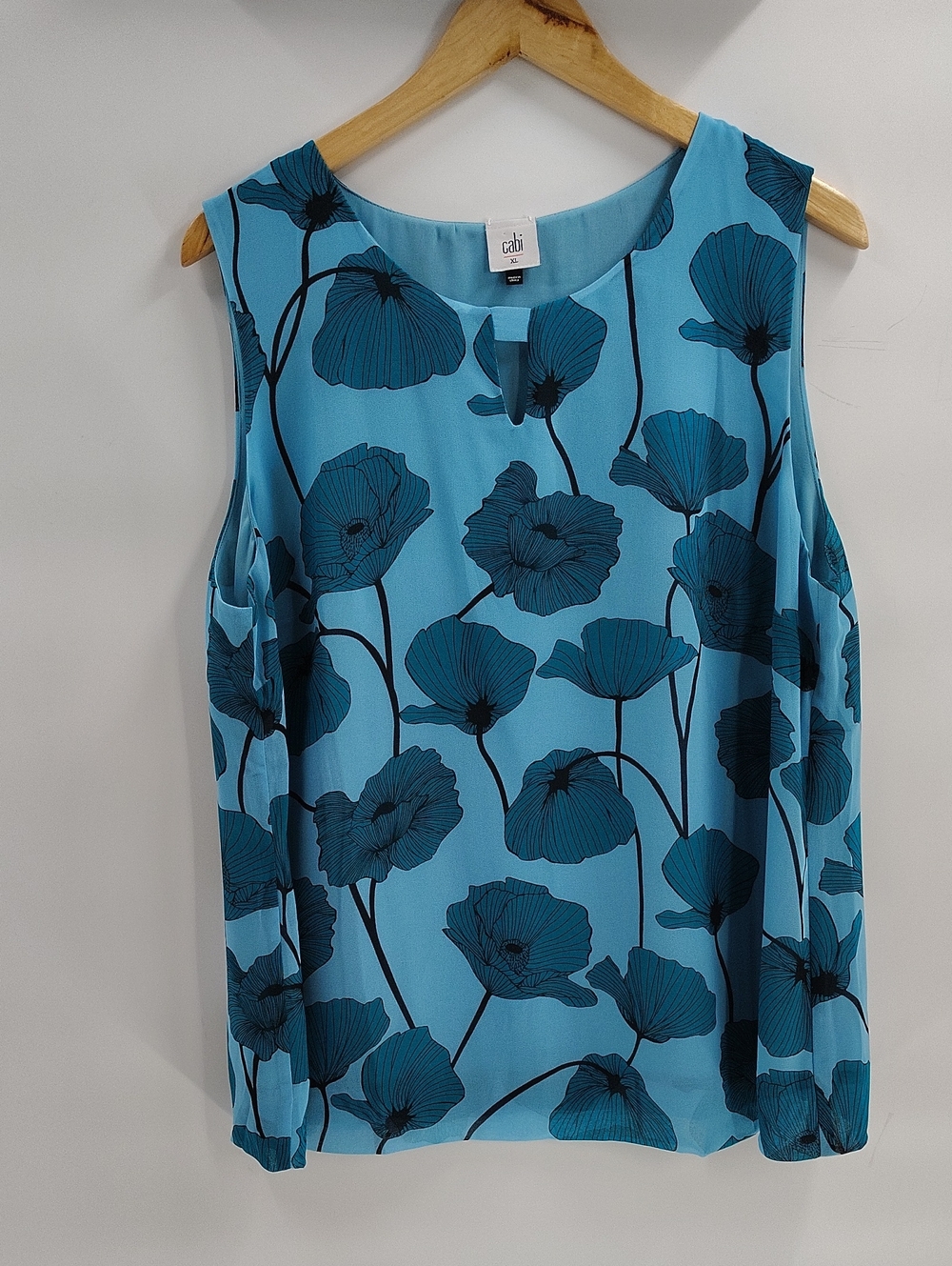 Cabi Style 3268 Blue Poppy Top Size XL Sleeveless Lightweight Lined